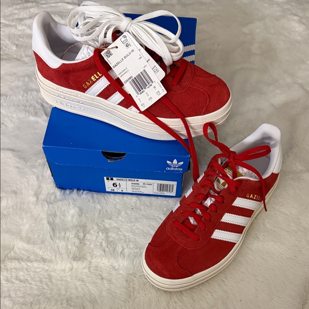 Adidas Gazelle Red and White Sneakers